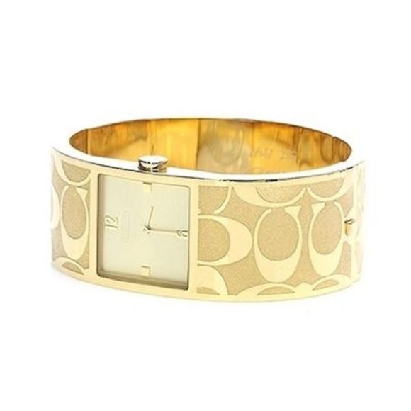 Coach Logo Gold Stainless Bangle Watch RARE